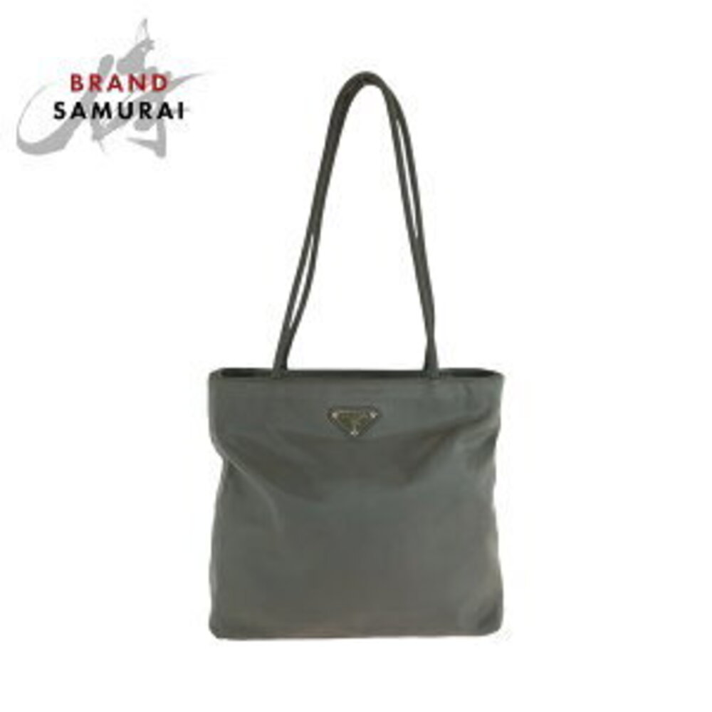 Prada plate handbag bag logo triangular tote nylon gray Tessuto - Picture 2 of 10